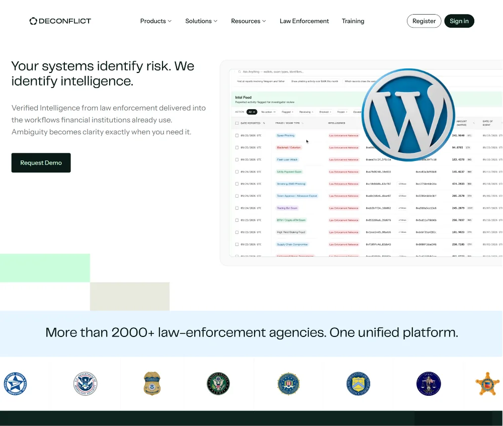 Deconflict: WordPress site for an intelligence software platform
