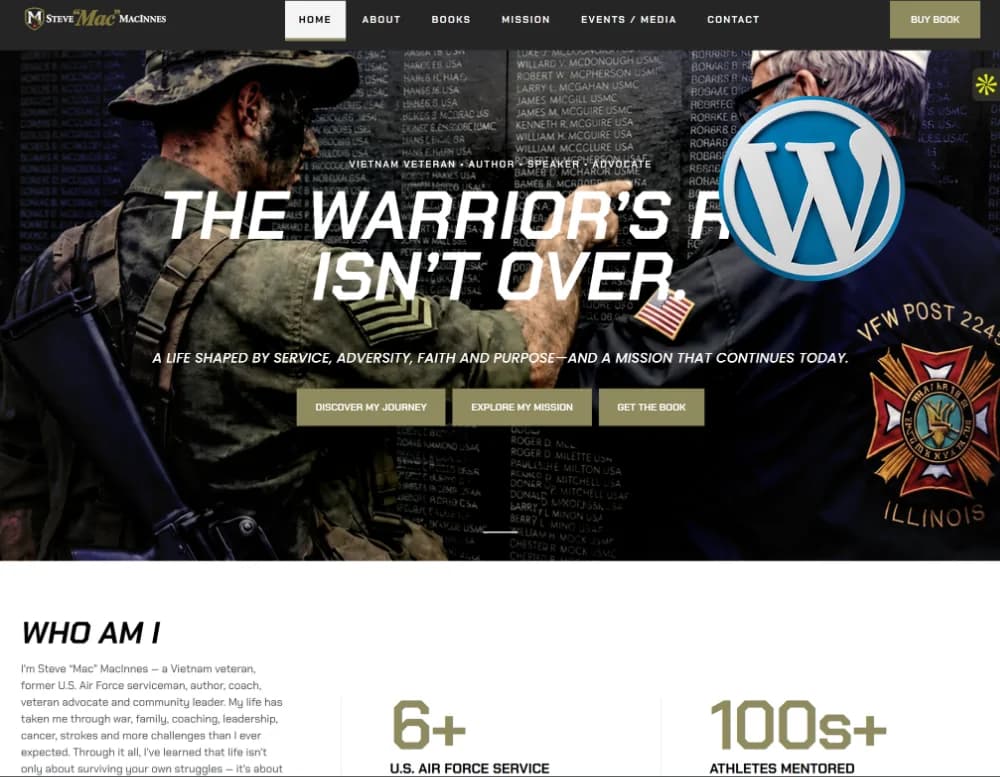 Steve “Mac” MacInnes: WordPress site for an author, speaker and veteran advocate