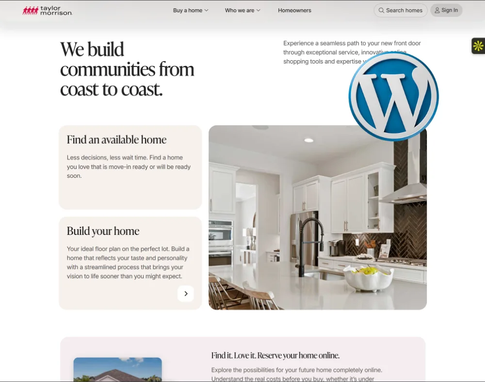 Taylor Morrison: WordPress work for a national homebuilder