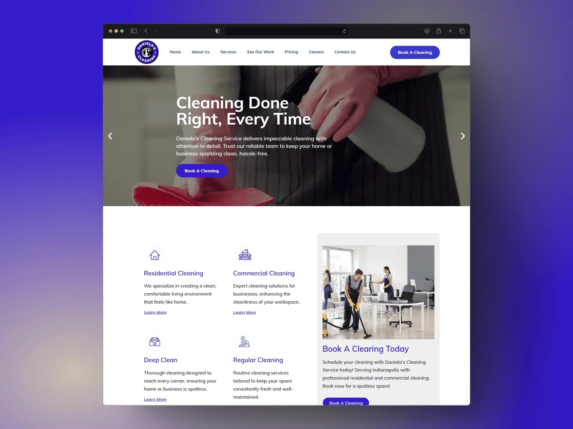 Daniela's Cleaning: Website for a cleaning company